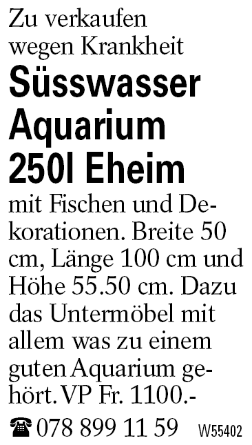 Süsswasser Aquarium               250l Eheim