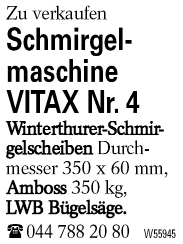 Schmirgel-      maschine VITAX Nr. 4