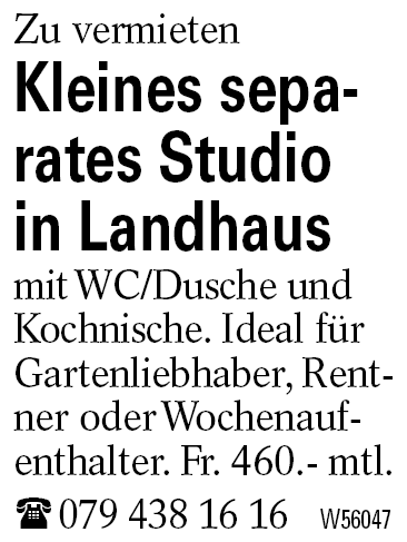 Kleines separates Studio in Landhaus