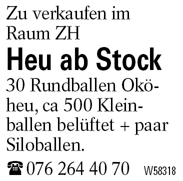 Heu ab Stock