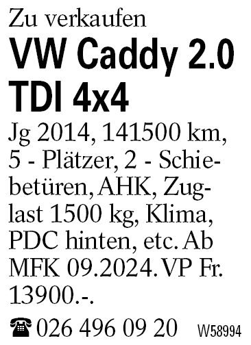 VW Caddy 2.0 TDI 4x4