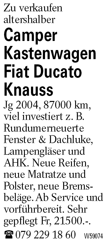 Camper      Kastenwagen Fiat Ducato Knauss