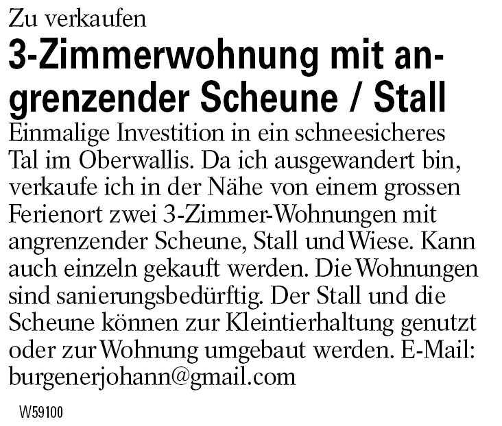 3-Zimmerwohnung mit angrenzender Scheune / Stall