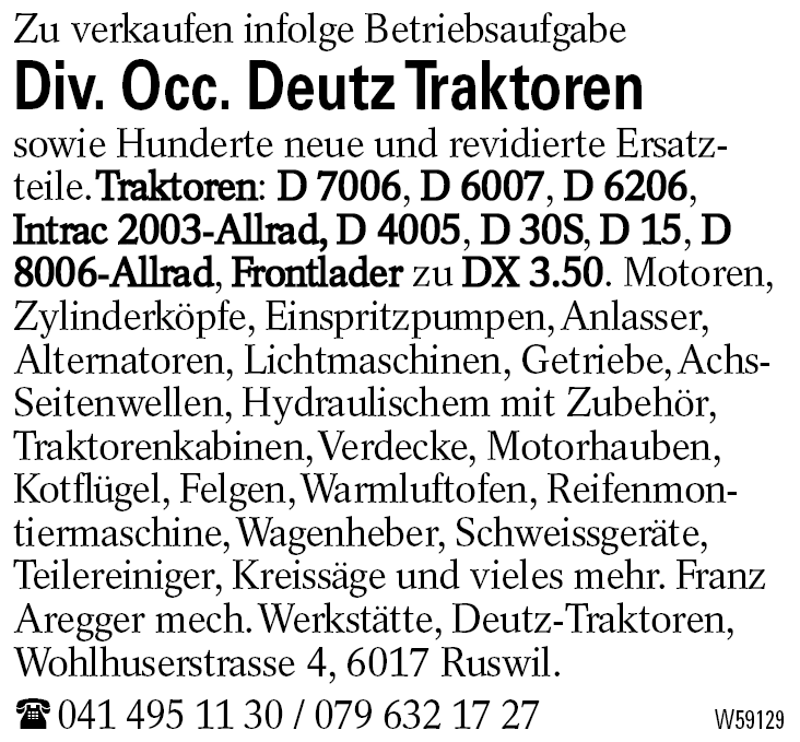 Div. Occ. Deutz Traktoren