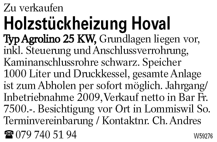 Holzstückheizung Hoval