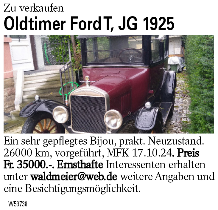 Oldtimer Ford T, JG 1925