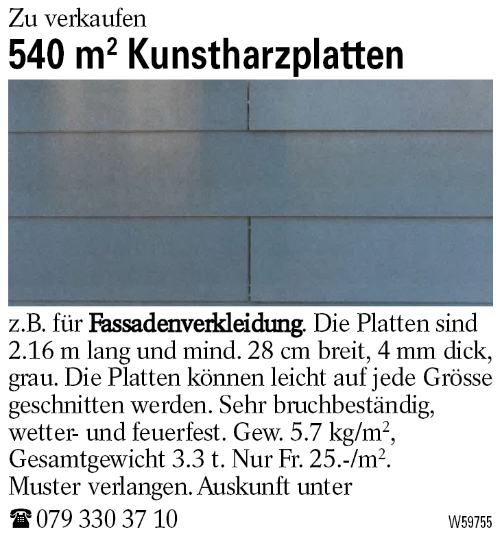 540 m2 Kunstharzplatten