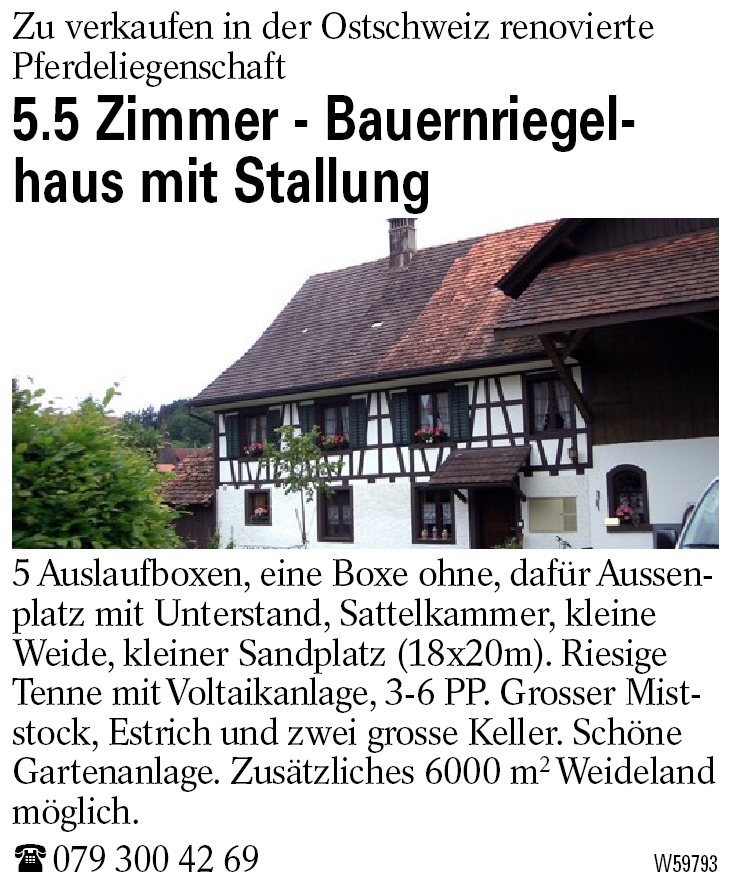 5.5 Zimmer - Bauernriegelhaus mit Stallung