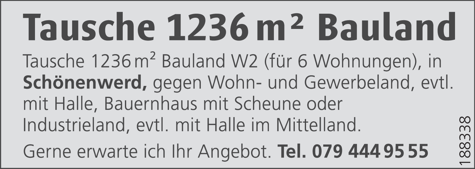 Tausche 1236 m2 Bauland