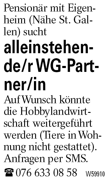 alleinstehende/r WG-Partner/in