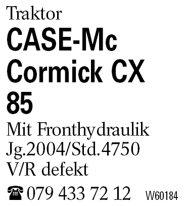 CASE-Mc         Cormick CX 85