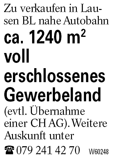 ca. 1240 m2               voll                 erschlossenes Gewerbeland