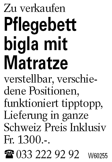 Pflegebett bigla mit             Matratze