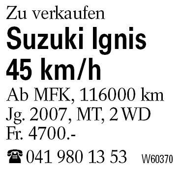 Suzuki Ignis 45 km/h