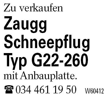 Zaugg Schneepflug Typ G22-260