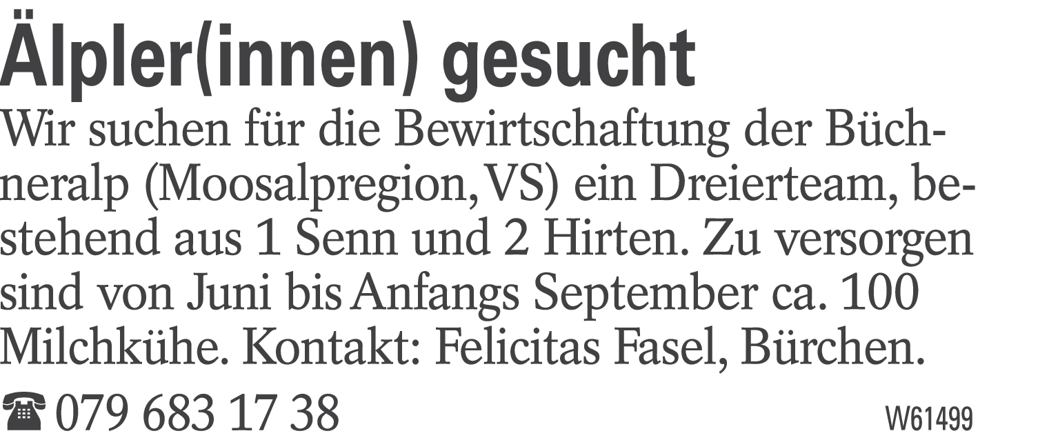 Älpler(innen) gesucht