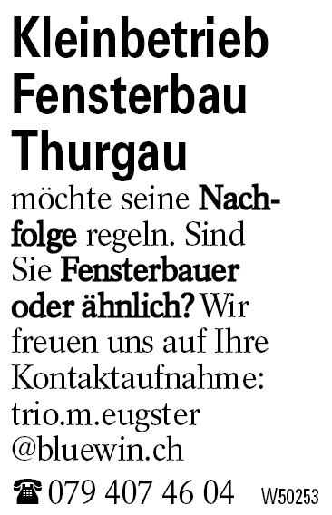 Kleinbetrieb Fensterbau Thurgau