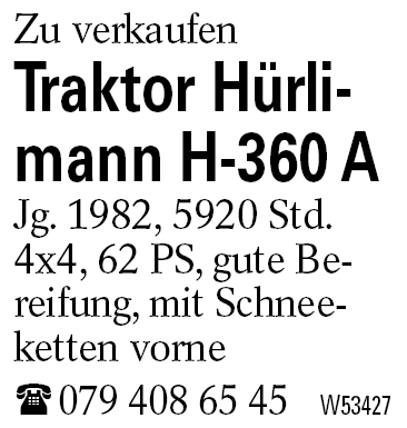Traktor Hürlimann H-360 A
