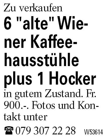 6 "alte" Wiener Kaffeehausstühle plus 1 Hocker