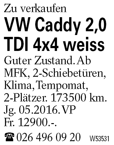 VW Caddy 2,0 TDI 4x4 weiss