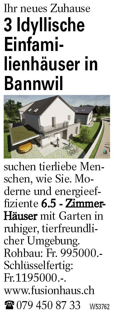 3 Idyllische Einfamilienhäuser in Bannwil