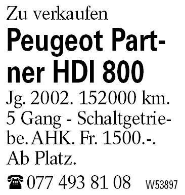 Peugeot Partner HDI 800