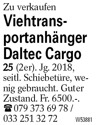 Viehtransportanhänger Daltec Cargo