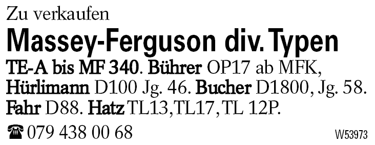 Massey-Ferguson div. Typen